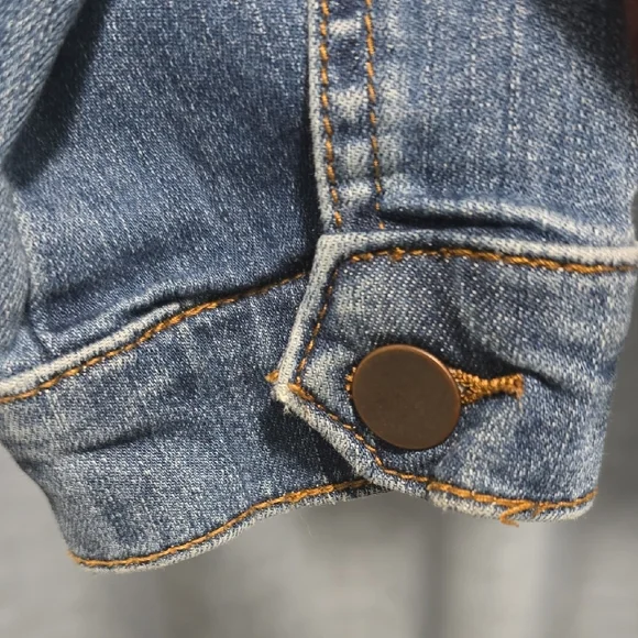 Kut from the Kloth Womens Blue Jean Jacket Large Distressed - Picture 7 of 14